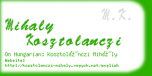 mihaly kosztolanczi business card